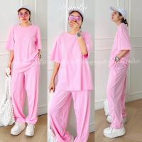 ราคา เซทเสื้อคอกลมแขนสั้น ทรง oversize มาพร้อมกางเกงขายาวจั้มปลายขา ชุดเซต ชุดเซ็ท Yunaka (20101797152)