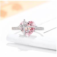 ราคา LUCKY DOLL Super Technology Diamond Argyle Pink Diamond Heart Shaped Morganite Diamond Ring Topaz High Carbon Diamond Bow Ring แหวนปรับได้ (16004969058)