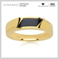 ราคา Gemondo แหวนเงินแท้ 925 Sterling Silver ชุบทอง 18K ประดับนิลดำ Black Onyx ทรงสี่เหลี่ยมด้านขนานขอบเงา (19827135598)