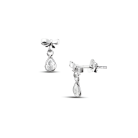 ราคา Silver thai Jewelry ต่างหูสตั๊ดเงินสเตอร์ลิงประดับเพชร CZ ทรงหยดน้ำ Sterling silver stud earrings decorated with teardrop shaped CZ diamonds ต่างหูเพชร cz ใส่่แล้วไม่แพ้ (20532811550)