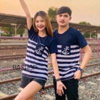 ราคา เสื้อยืดสีน้ำเงินพิมพ์ลายทาง มีไซส์ S XL (19818360741)