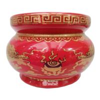 ราคา ตรงปก พร้อมส่ง Sinnatdakit กระถางกังไสไต้หวันสีแดงสดลายมังกรทองคู่ ขนาด 16 CM (102568960)