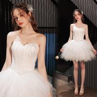 ราคา ชุดแต่งงานแองเจิล ชุดเดรสออกงานขนนกสีขาวแบบสั้นสำหรับการแสดงบนเวทีปาร์ตี้วันเกิด18966 (20699950354)