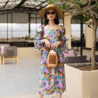 ราคา พร้อมส่ง เดรสแขนตุ๊กตาลายดอก เดรสไปทะเล เดรสสีสันสดใส งานป้ายvshop (18764982776)