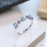 ราคา Lenya Jewelry แหวนเงินแท้ ดีไซน์เก๋ไก๋ ประดับพลอยอเมทิสต์ Amethyst บลูโทแพซ Blue Topaz แหวนสวยไม่ซ้ำใคร หรูหรา เหมาะกับสาวๆ (1370168428)