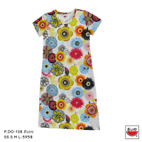 ราคา แตงโม SUIKA เสื้อแตงโม เดรสผ้ายืดคอกลม พิมพ์ลายดอกไม้กราฟฟิค P DO 138 (21200378590)