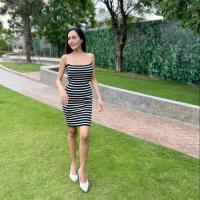 ราคา Topping Dress เดรสไหมพรมผ้าร่องลายทาง เดรสไหมพรม ชุดเดรส ใส่สบาย ไม่ร้อน ผ้ายืดตามตัว น่ารักมาก (20311129552)