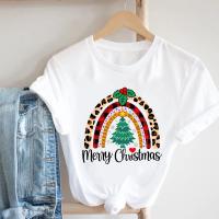 ราคา เสื้อยืดพิมพ์ลายสำหรับผู้หญิงเสื้อยืดลายกราฟิกแขนสั้นสำหรับผู้หญิงเสื้อผ้าแฟชั่นวันหยุดปีใหม่เทศกาลไฟคริสมาสต์ (20600594408)