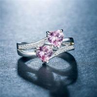 ราคา ผู้หญิงคลาสสิกคู่หัวใจแหวนหมั้น Shinning Cubic หัวใจความรักเพทายทองแดงชุบสีขาวแหวนทองแต่งงานสำหรับสตรี (417752770)