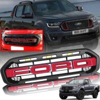ราคา กระจังหน้า หน้ากระจัง มีไฟ LED สีเหลือง โลโก้ FORD สีแดง รุ่น ฟอร์ด เรนเจอร์ FORD RANGER XLT ปี 2019 2021 สีดำด้าน 1 ชิ้น (10133333984)