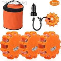 ราคา CW 3 Pack flasher police Rechargeable Road Flares Emergency Lights Roadside Safety Disc Flashing Warning for Car Truck (19953062013)