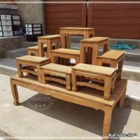 ราคา CTC โต๊ะหมู่บูชาไม้สัก ขาสิงห์ ยกชุดรวมฐาน 9 หน้า 9 150 80 106 ซม รวมฐาน งานไม้สัก งานไม่ได้ทำสี (14592606201)