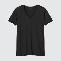 ราคา เสื้อยืดคอวี AIRism ของผู้ชาย Uniqlo เทคโนโลยีสีดำเย็น ฟังก์ชั่นเย็นแขนสั้น 454311 (19229618757)