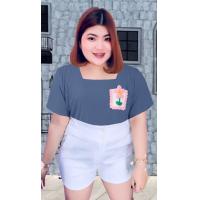 ราคา เสื้อยืดคอเหลี่ยมสาวอวบ ทรงสวยผ้ายืด (20001983239)