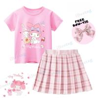 ราคา Sanrio Kuromi Melody Cinnamoroll เสื้อยืดและ JK ชุดเดรสเจ้าหญิงลายสก็อต2ชิ้นพร้อมโบว์ผูกชุดชุดงานปาร์ตี้คอสเพลย์เด็กผู้หญิง (21208932987)