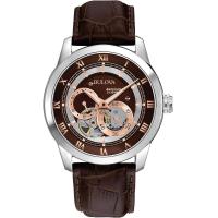 ราคา Bulova Classic Automatic Mens Stainless Steel with Leather Strap Silver Tone Silver Tone Brown Strap (20600698810)