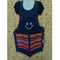 ราคา ผ้ากันเปื้อนยิ้ม ผ้ากันเปื้อนสกรีนยิ้ม ปะลาย ขนาดกลาง 3กระเป๋า3ซิป (20976752973)