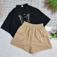 ราคา ชุดเซทสองชิ้น กางเกงขาสั้นคาร์โก้ผู้หญิง เสื้อหม่อง ขาสั้นคาร์โก้ผ้ามูลเวฟ (19596742378)
