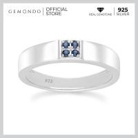 ราคา Gemondo แหวนเงินแท้ 925 Sterling Silver ชุบโรเดียม ประดับไพลิน Blue Sapphire เรียง 4 เม็ด ทรงแหวนปลอกมีด แหวนผู้ชาย (19806223153)