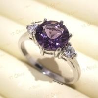 ราคา แหวนอเมทิสต์ ข้างเพชร แหวนเงินแท้ ชุบทองคำขาว พลอยอเมทิสต์แท้ YTG 11436 (10792468501)