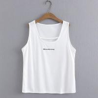 ราคา มีไซส์ใหญ่ Plus Size Womens Sstretchable Sleeveless Summer White Black Tanks Oversized Knitted Letter Embroidery Female Tops (18199984879)