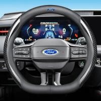 ราคา ฝาครอบพวงมาลัยหนังคาร์บอนไฟเบอร์สำหรับรถยนต์ฝาครอบพวงมาลัยกันลื่นขนาด38ซม พวงมาลัยรถยนต์ฝาครอบป้องกันพวงมาลัยเทอร์โบสำหรับรถฟอร์ด XLT WildTrak Focus MK2 MK3 Ranger Raptor Mustang รถสปอร์ต Ecosport Kug