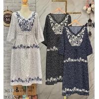 ราคา เดรส ผ้าสปันปัก เนื้อผ้านิ่ม อก48ยาว45นิ้ว รูดเอวได้ ใส่สบายไม่ร้อน ขายปลีกและขายส่ง (21123861854)