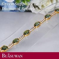 ราคา สร้อยข้อมือ ประดับด้วยพลอยเขียวส่อง และเพชรเบลเยี่ยม ตัวเรือนทองคำแท้ 18K เหมาะสวมได้หลากหลายโอกาส การันตีพร้อมใบรับประกันจากทางร้าน (19734707218)