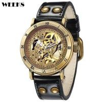 ราคา วินเทจผู้ชายอัตโนมัติวิศวกรรมนาฬิกาบรอนซ์กรณีทองโครงกระดูกแบบ Dial Steampunk หนังไขลานตนเองชายบุรุษนาฬิกาข้อมือนาฬิกา (16946354878)