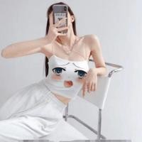 ราคา เสื้อกั๊กสั้น เสื้อสายเดี่ยวลายน้องตาหวาน เสื้อสายเดี่ยวครอปตาวิ้งๆ เสื้อครอปสายเดี่ยวเเฟชั่น (18850260542)