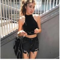 ราคา WOW เสื้อครอปคอเต่าแขนกุดผ้าเรย่อน เสื้อครอปคอปืน เสื้อครอปเรย่อน เสื้อครอปเรย่อนแขนเว้า (8653627765)