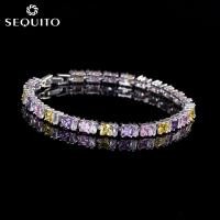 ราคา Segstop ขายแฟชั่นหรูหราต่างหูเครื่องประดับคุณภาพสูง18K ทองคำขาวชุบตัด AAA CZ หินกำไลข้อมือสำหรับงานเลี้ยงค็อกเทล B063 (2552790682)