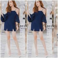 ราคา ชุดใส่ออกงาน งานแต่งงาน สีแดง ชมพู กรม เดรสสายเดี่ยว ผูกโบว์ที่ไหล่ ช่วงแขนแต่งด้วยผ้าแก้วทรงบอลลูน (18978171371)