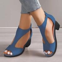 ราคา รองเท้าปากปลาส้นสูงแบบใหม่ยุโรปและอเมริกาพร้อมซิปด้านข้างรองเท้าแตะ Comfort รองเท้าแตะส้นหน้าผู้หญิงขนาด11รองเท้าแตะสำหรับอาบน้ำไซส์5 (20652594222)