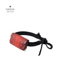 ราคา NASHA MADE IN MARS Pistol Ruby กระเป๋าคาดเอวหนังงูสีแดงทับทิม (1972096626)