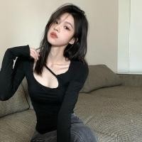 ราคา Cckoss พร้อมส่ง เสื้อยืดแขนยาวเข้ารูป ผ้ายืดใส่สบายคอกว้าง เสื้อยืดคอกว้าง (13352380394)