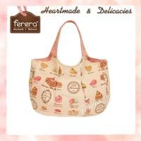 ราคา FERERA เฟอเรร่า กระเป๋าถือคล้องแขนกระเป๋าผ้าคอตตอน100 ลายมาการอง (8998247366)