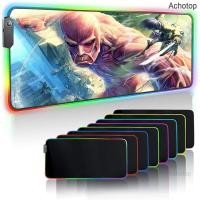 ราคา LED Light Mousepad RGB Keyboard Cover Desk mat Colorful Surface Mouse Pad Waterproof Multi size Computer Gamer Attack on Titan (10447548707)