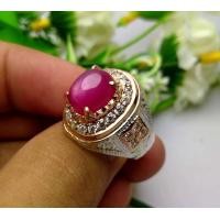 ราคา แหวนทับทิม ล้อมเพชร แหวนเงินแท้ 92 5 สองกษัตริย์ ประดับ พลอยทับทิมแท้ PTN 04 (8993607700)