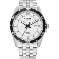 ราคา Citizen Quartz Mens Watch Stainless Steel Classic Silver Tone Bracelet White Dial (20608476666)