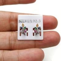 ราคา ต่างหูใบมะกอก เงินแท้ 92 5 ฝังพลอย cz 5 สี หนัก 1 2 กรัม เคลือบทองคำขาวแล้วครับ ใส่ไม่เำ (15446837046)