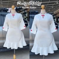 ราคา กี่เพ้าสาวอวบ มี3ขนาดสีพื้นงานสวยผ้าซาร่าห์ใส่สบายชายระบายมีซิปหลังB009 (17439179671)