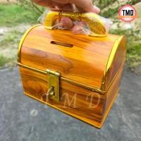 ราคา TMD กระปุกออมสิน หีบไม้สัก 6 5x4 5x5 5 นิ้ว กระปุกออมสินทรงหีบสมบัติ กำปั่น โบราณ ขนาดเล็ก (9602262382)