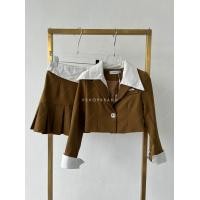 ราคา เซตสูท 2 ชิ้น เสื้อสูทครอปปก2ชั้น กระโปรงพลีท VSHOP (17958058161)