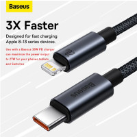 ราคา Baseus PD 20W USB C สายสำหรับ iPhone 13 12 11 Pro Max ตัวชาร์จไฟสำหรับ iPhone เร็วสาย iPhone X XR 8 USB Type C เพื่อสายเคเบิลหลอดไฟ (19141901718)