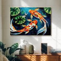 ราคา Luyameishop ปลา Koi ปลาคาร์พโปสเตอร์ สัตว์ภาพวาดสีน้ำมันบนผ้าใบพิมพ์ Lucky Wall Art รูปภาพสำหรับห้องนั่งเล่นโซฟา Modern Home ตกแต่ง (20349497777)