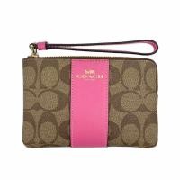 ราคา Coach outlet ของเเท้ กระเป๋าสตางค์คล้องมือ1ซิป S CORNER ZIP WRISTLET คล้องมือเล็ก 1 ซิป (19666154010)