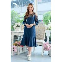 ราคา เดรสยีนส์ 8331 ผ้ายีนส์แท้เนื้อนิ่มปักลายดอกไม้สวยหรู ผ้ายีนส์ฟอกนิ่มไม่หนาใส่สบาย ใส่ได้หลายโอกาส (21076460470)