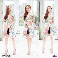 ราคา TW4778 Set 2ชิ้น เสื้อตัวยาวผ่าหน้าลายดอก กางเกงขาสั้น (699390038)