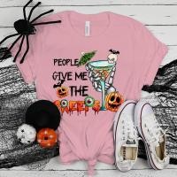 ราคา Halloween People Give Me The Creeps Print T Shirts For Women Summer Short Sleeve Round Neck Cute Loose T Shirt Creative Personalized Tops S 5XL (20682099992)